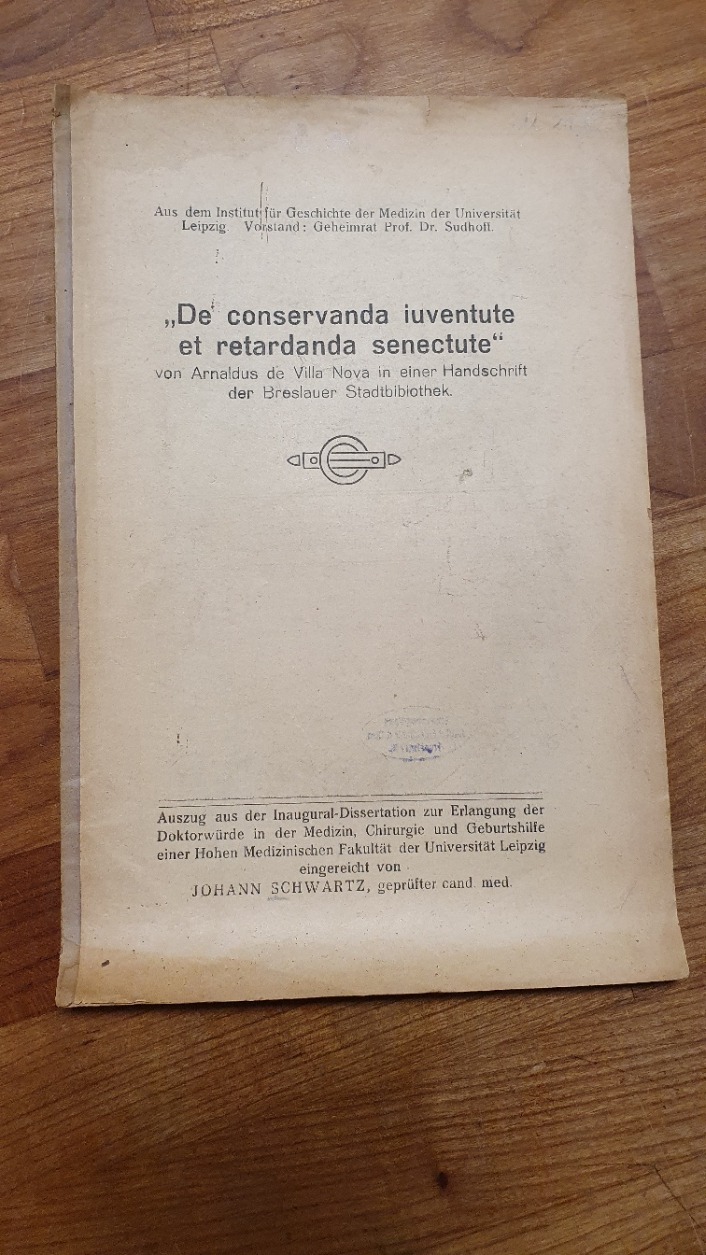 Schwartz, „De conservanda iuventute et retardanda senectute“ von Arnaldus de Vil