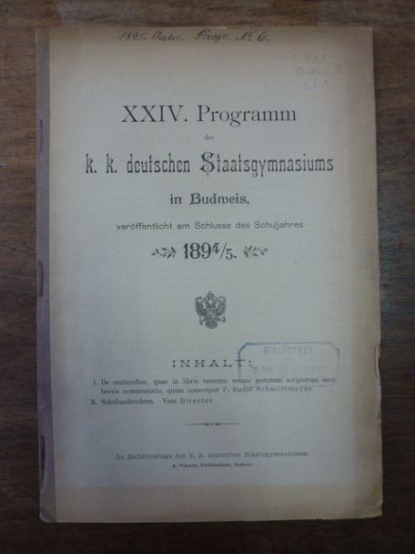 Schmidtmayer, Teil 1. De orationibus, quae in libris veterum rerum gestarum scri