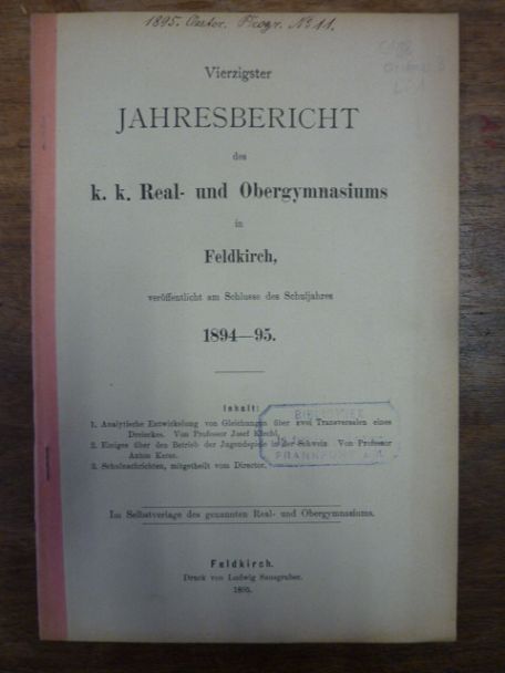 Kiechl, Teil 1. Analytische Entwicklung von Gleichungen über zwei Transversalen Kiechl, Teil 1. Analytische Entwicklung von Gleichungen über zwei Transversalen