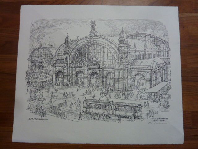Dittmann, Zeichnung vom Frankfurter Hauptbahnhof um 1900, (signiert)