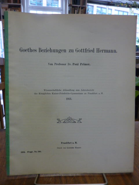 Busse, Goethes Beziehung zu Gottfried Hermann,