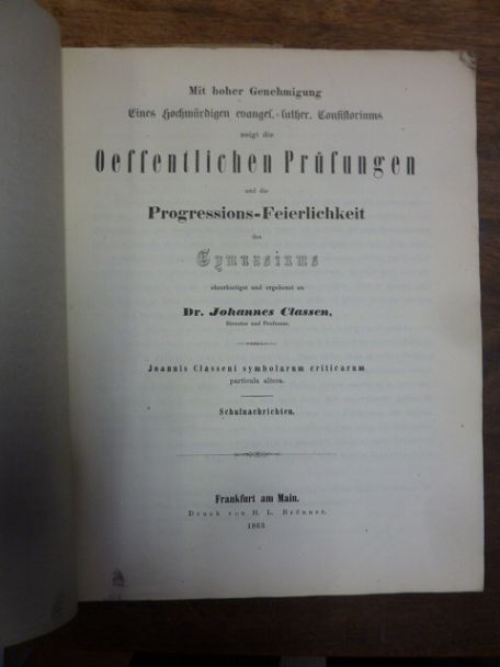 Classen, Teil 1. Joannis Classeni symbolarum criticarum particula altera, Teil 2 Classen, Teil 1. Joannis Classeni symbolarum criticarum particula altera, Teil 2