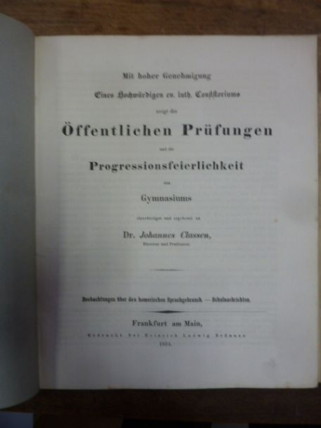Classen, Teil 1. Beobachtungen über den homerischen Sprachgebrauch. (Erster Teil Classen, Teil 1. Beobachtungen über den homerischen Sprachgebrauch. (Erster Teil