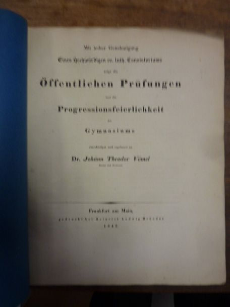 Vomel, J. 1: Die Aechtheit der Urkunden in des Demosthenes Rede vom Kranze ver