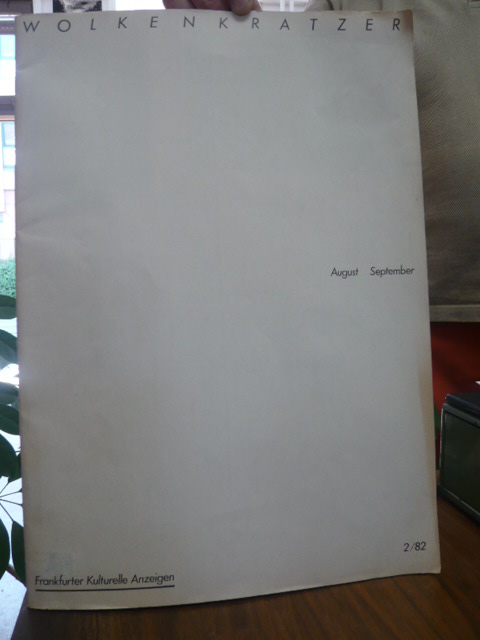 Zeitschrift, Wolkenkratzer – Frankfurter kulturelle Anzeigen, Nr. 2 / 1982, Augu Zeitschrift, Wolkenkratzer – Frankfurter kulturelle Anzeigen, Nr. 2 / 1982, Augu