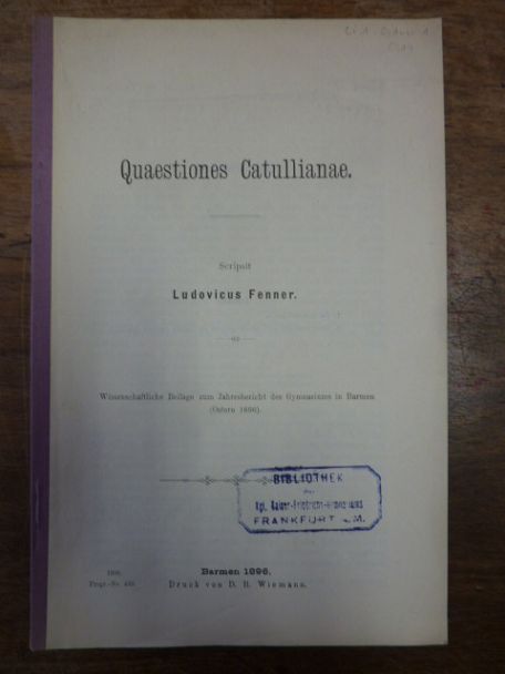 Fenner, Quaestiones Catullianae,