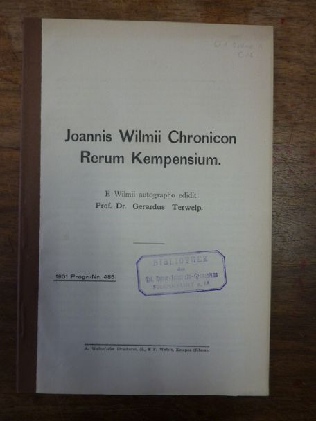 Terwelp, Joannis Wilmii Chronicon Rerum Kempensium,