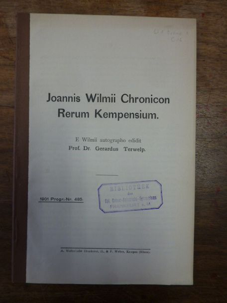 Terwelp, Joannis Wilmii Chronicon Rerum Kempensium, Terwelp, Joannis Wilmii Chronicon Rerum Kempensium,