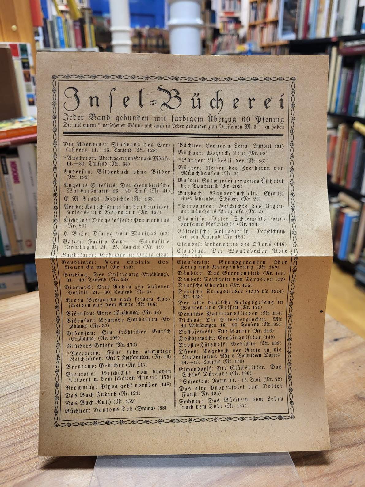 Insel Verlag, Insel-Bücherei Verlagswerbung zur legendären Verlagsreihe: ’Insel Insel Verlag, Insel-Bücherei Verlagswerbung zur legendären Verlagsreihe: ’Insel