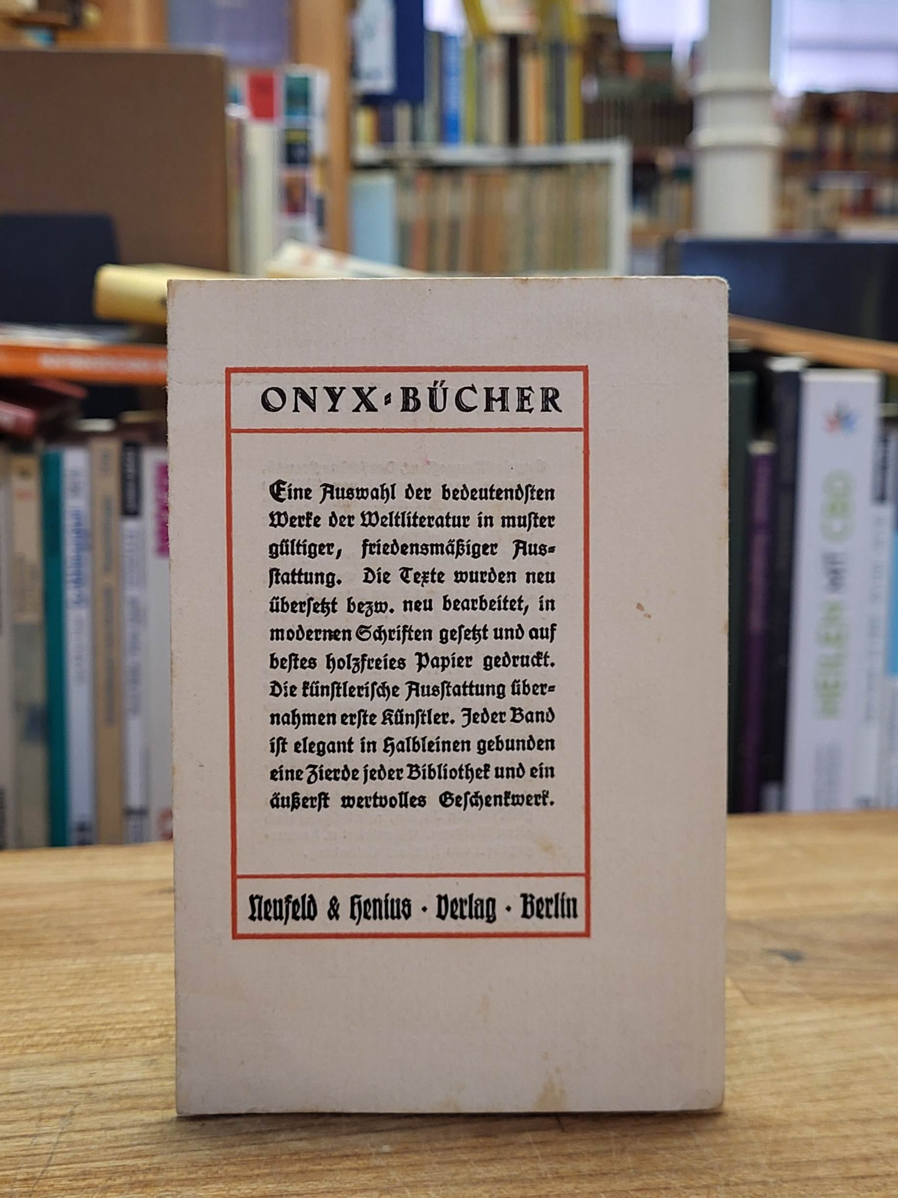 Neufeld & Henius Verlag Onyx-Bücher – Verlagswerbung Neufeld & Henius Verlag Onyx-Bücher – Verlagswerbung