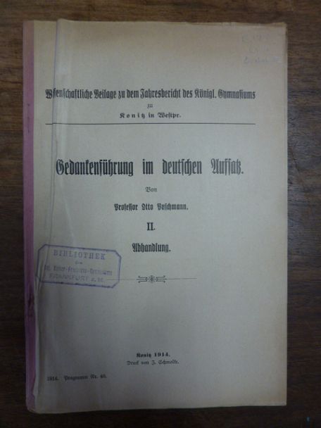 Buschmann, Gedankenführung im deutschen Aufsatz, Teil 2: Abhandlung,