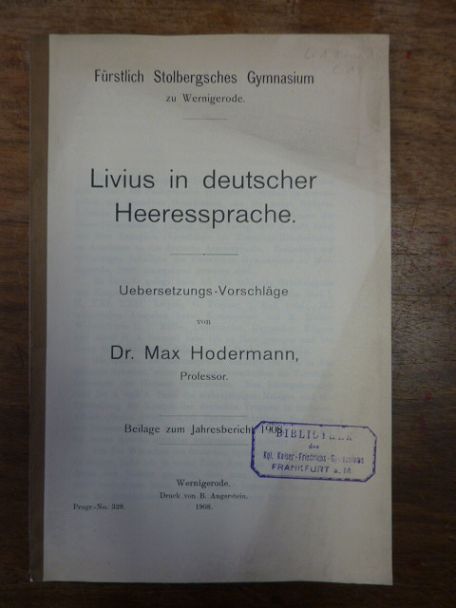 Livius/Hodermann, Livius in deutscher Heeressprache,