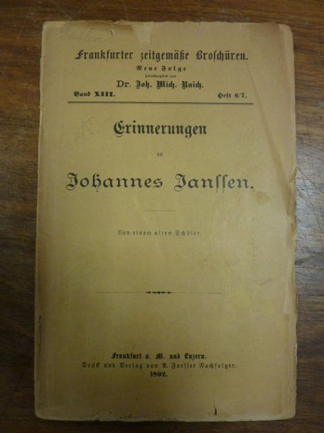 Erinnerungen an Johannes Janssen – Von einem alten Schüler,