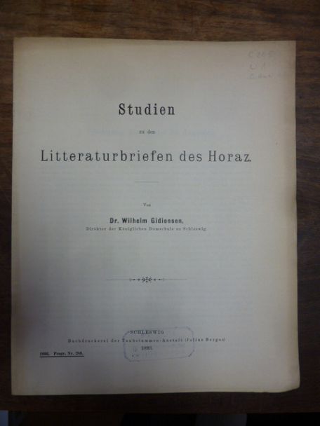 Gidionsen, Studien zu den Litteraturbriefen des Horaz,