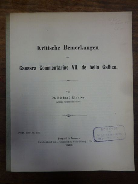 Dähn, Kritische Bemerkungen zu Caesars Commentarius VII. de bello Gallico,