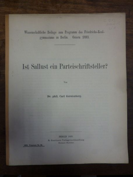 Gerstenberg, Ist Sallust ein Parteischriftsteller?,
