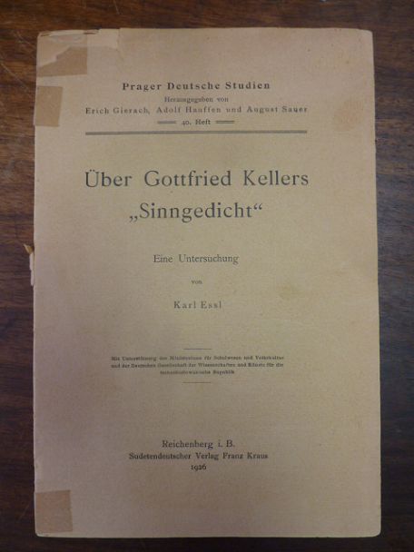 Keller, Über Gottfried Kellers „Sinngedicht“ – Eine Untersuchung,