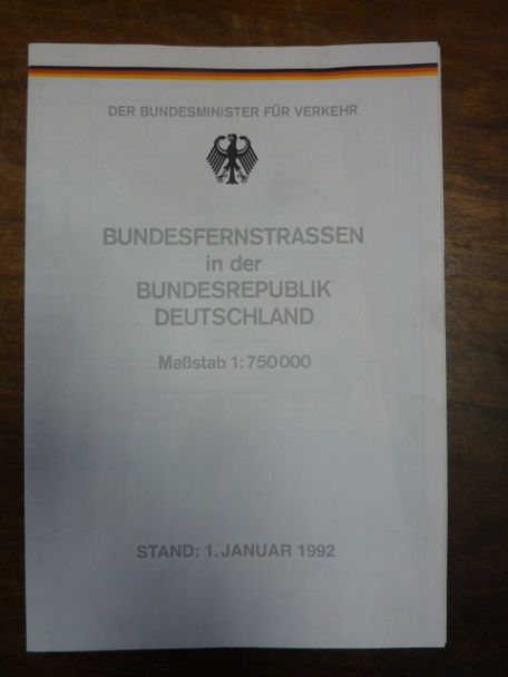 Bundesfernstraßen in der Bundesrepublik Deutschland, Maßstab 1: 750.000, Stand: