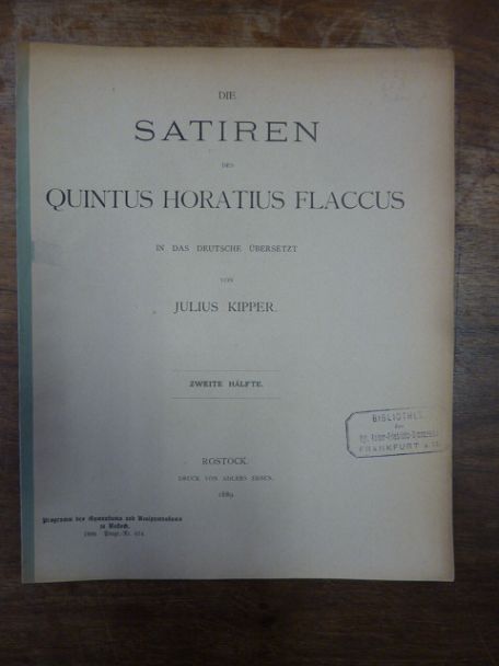 Kipper, Die Satiren des Quintus Horatius Flaccus in das Deutsche übersetzt, zwei Kipper, Die Satiren des Quintus Horatius Flaccus in das Deutsche übersetzt, zwei