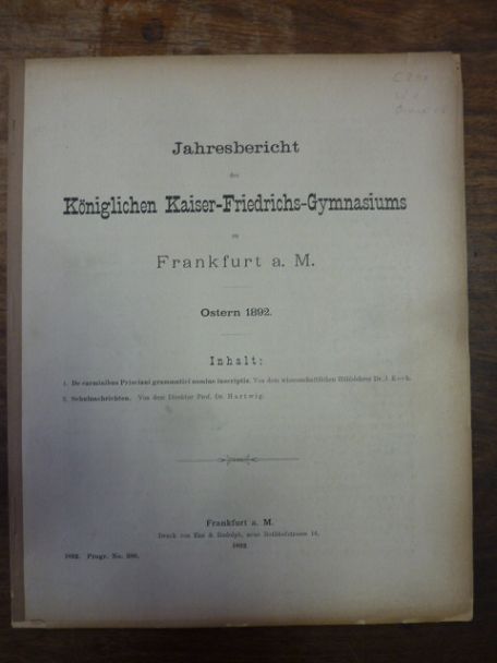 Orth, Teil 1: De Carminibus Prisciani grammatici nomine inscriptis, Teil 2: Schu Orth, Teil 1: De Carminibus Prisciani grammatici nomine inscriptis, Teil 2: Schu