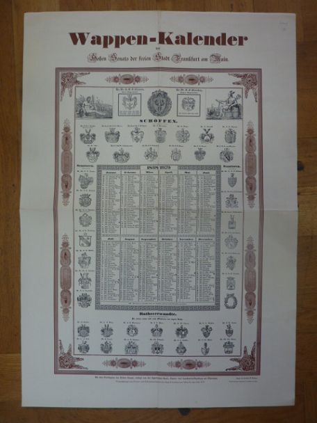 Wappen-Kalender des Hohen Senats der freien Stadt Frankfurt am Main 1838/1979, Wappen-Kalender des Hohen Senats der freien Stadt Frankfurt am Main 1838/1979,