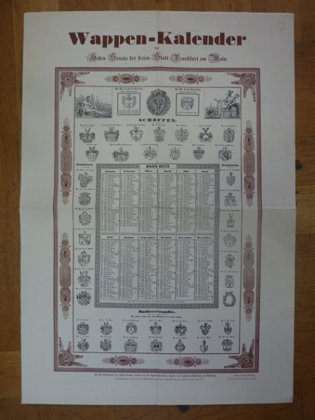 Wappen-Kalender des Hohen Senats der freien Stadt Frankfurt am Main 1838/1979,