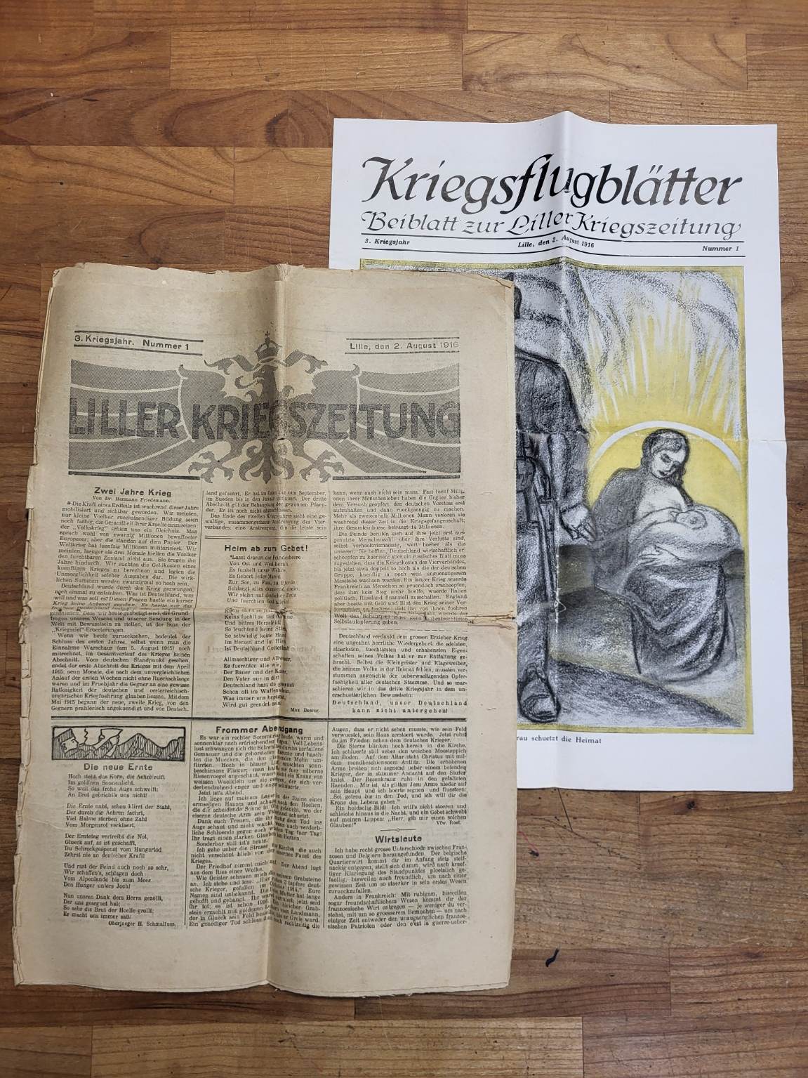Liller Kriegszeitung – 3. Kriegsjahr. Nummer 1 – 2. Augost 1916 – mit Kriegsflug Liller Kriegszeitung – 3. Kriegsjahr. Nummer 1 – 2. Augost 1916 – mit Kriegsflug
