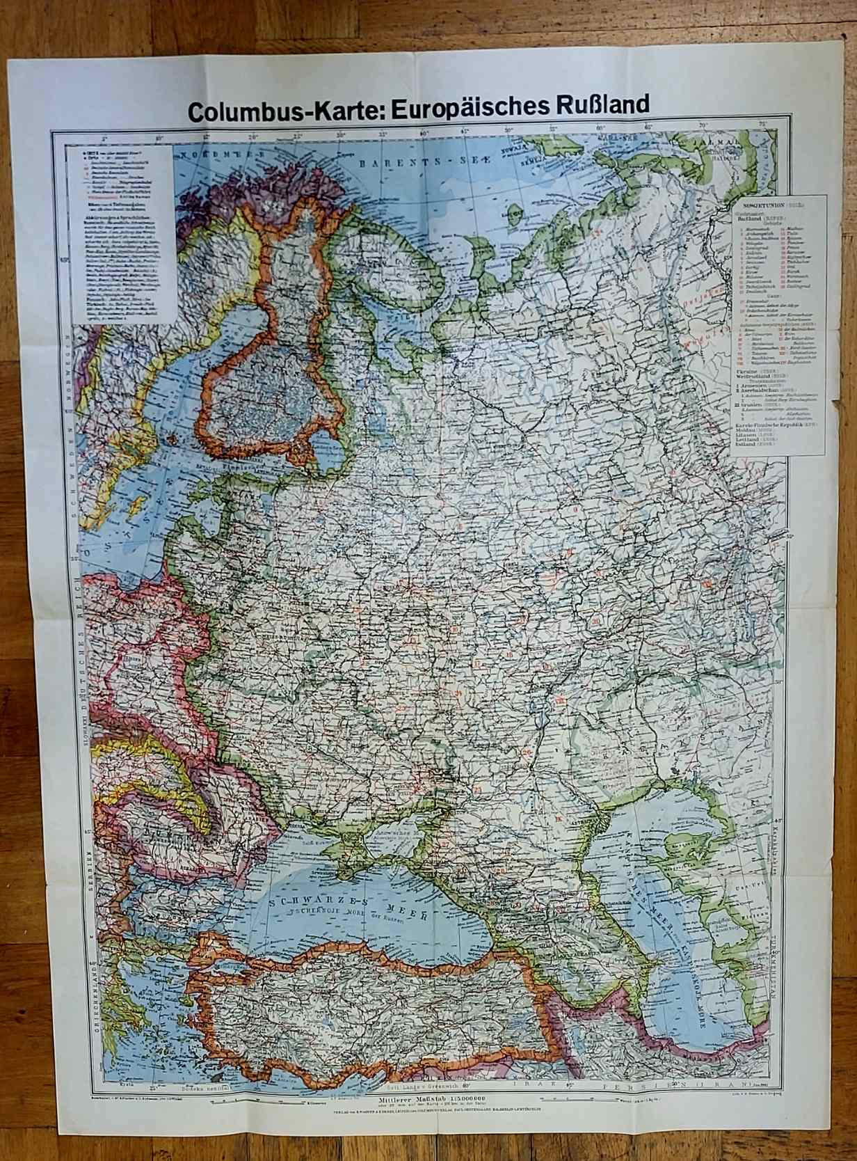 ohne Autor, Columbus-Karte – Das Europäische Rußland mit Verkehrsnetz – Vielfarb ohne Autor, Columbus-Karte – Das Europäische Rußland mit Verkehrsnetz – Vielfarb