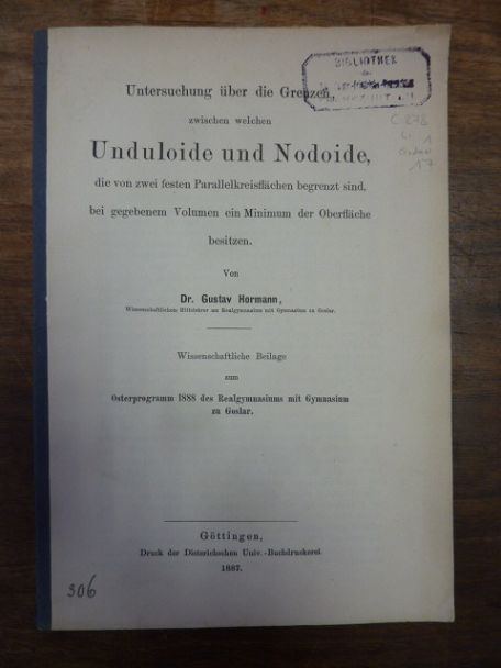 Hormann, Untersuchung über die Grenzen zwischen welchen Unduloide und Nodoide, d Hormann, Untersuchung über die Grenzen zwischen welchen Unduloide und Nodoide, d