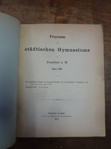 Israel, Teil 1: Die musikalischen Schätze der Gymnasialbibliothek und der Peters Israel, Teil 1: Die musikalischen Schätze der Gymnasialbibliothek und der Peters