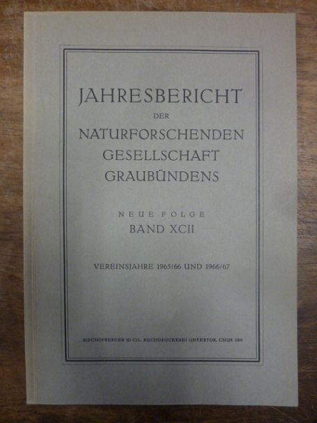 Naturforschende Gesellschaft Graubündens, Jahresbericht der Naturforschenden Ges