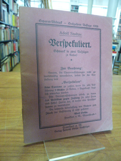 Verspekuliert – Schwank in zwei Aufzügen (4 Rollen),