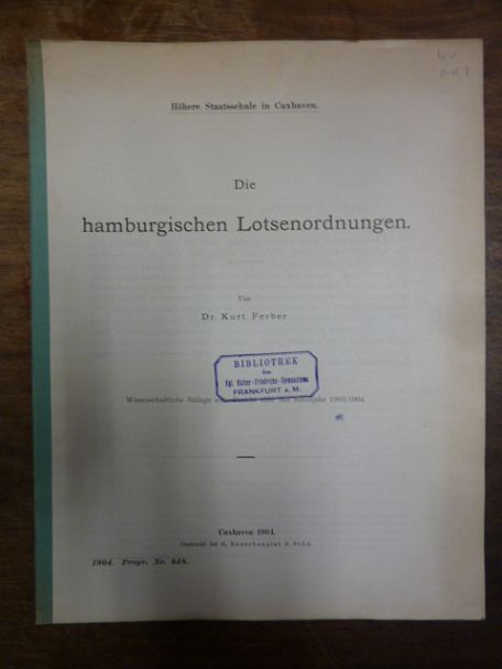 Meyer, Die hamburgischen Lotsenordnungen, Meyer, Die hamburgischen Lotsenordnungen,