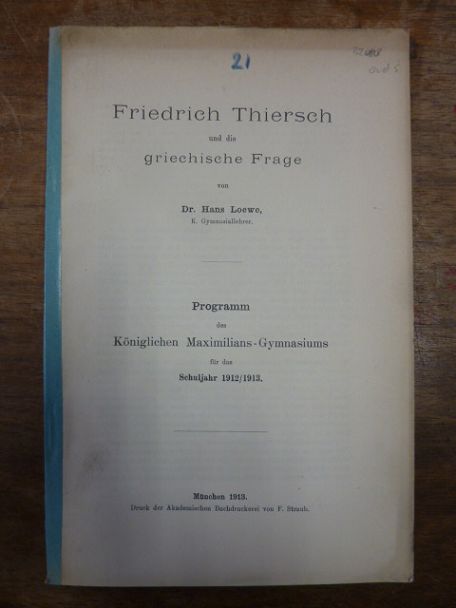 Thiersch, Friedrich Thiersch und die griechische Frage,