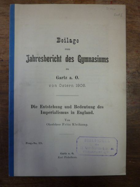 kleikamp, Die Entstehung und Bedeutung des Imperialismus in England, kleikamp, Die Entstehung und Bedeutung des Imperialismus in England,