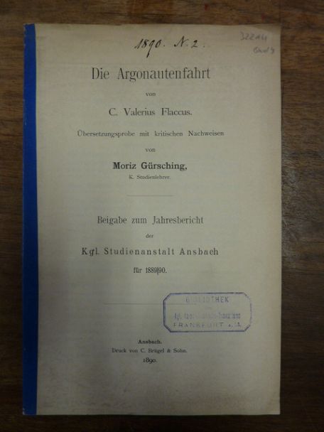 Gürsching, Die Argonautenfahrt von C. Valerius Flaccus – Übersetzungsprobe mit k Gürsching, Die Argonautenfahrt von C. Valerius Flaccus – Übersetzungsprobe mit k