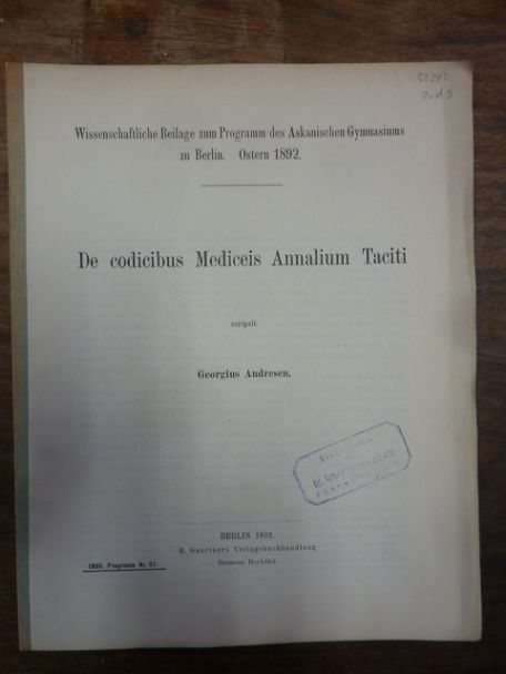 Herodot / Helbing, De codicibus Mediceis Annalium Taciti,