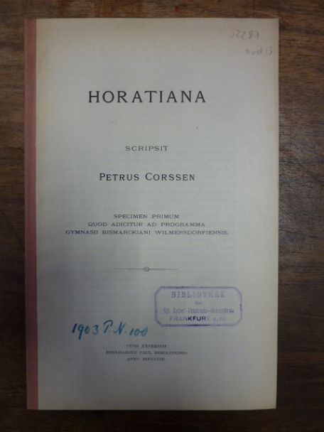 Horaz /Corssen, Horatiana,