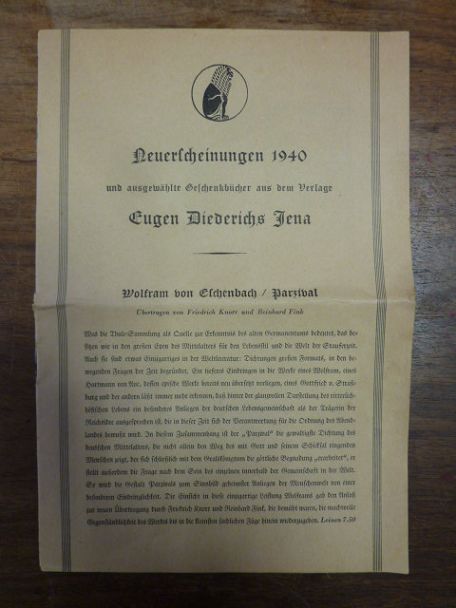 Eugen Diederichs, Verlagsprospekt: Neuerscheinungen 1940 und ausgewählte Geschen