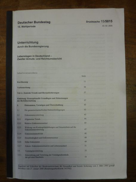 Lebenslagen in Deutschland – zweiter Armuts- und Reichtumsbericht, Lebenslagen in Deutschland – zweiter Armuts- und Reichtumsbericht,