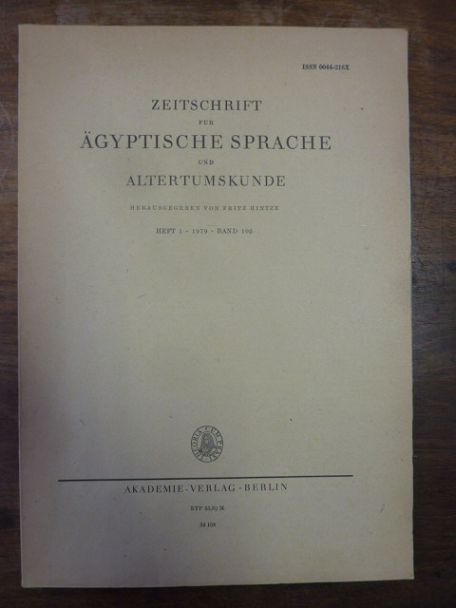 Hintze, Zeitschrift für ägyptische Sprache und Altertumskunde [ZÄS], Band 106, 1