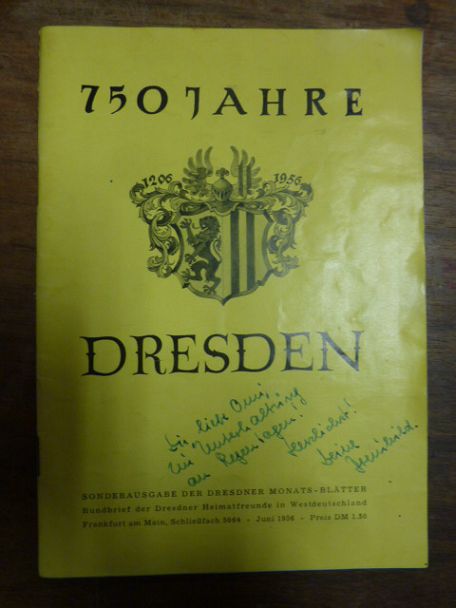 Dresdner Heimatfreunde in Westdeutschland (Hrsg.), 750 Jahre Dresden 1206 – 1956