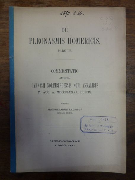 Lechner, De Pleonasmis Homericis, Lechner, De Pleonasmis Homericis,