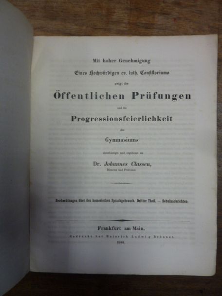 Classen, Teil 1: Beobachtungen über den homerischen Sprachgebrauch Dritter Theil Classen, Teil 1: Beobachtungen über den homerischen Sprachgebrauch Dritter Theil