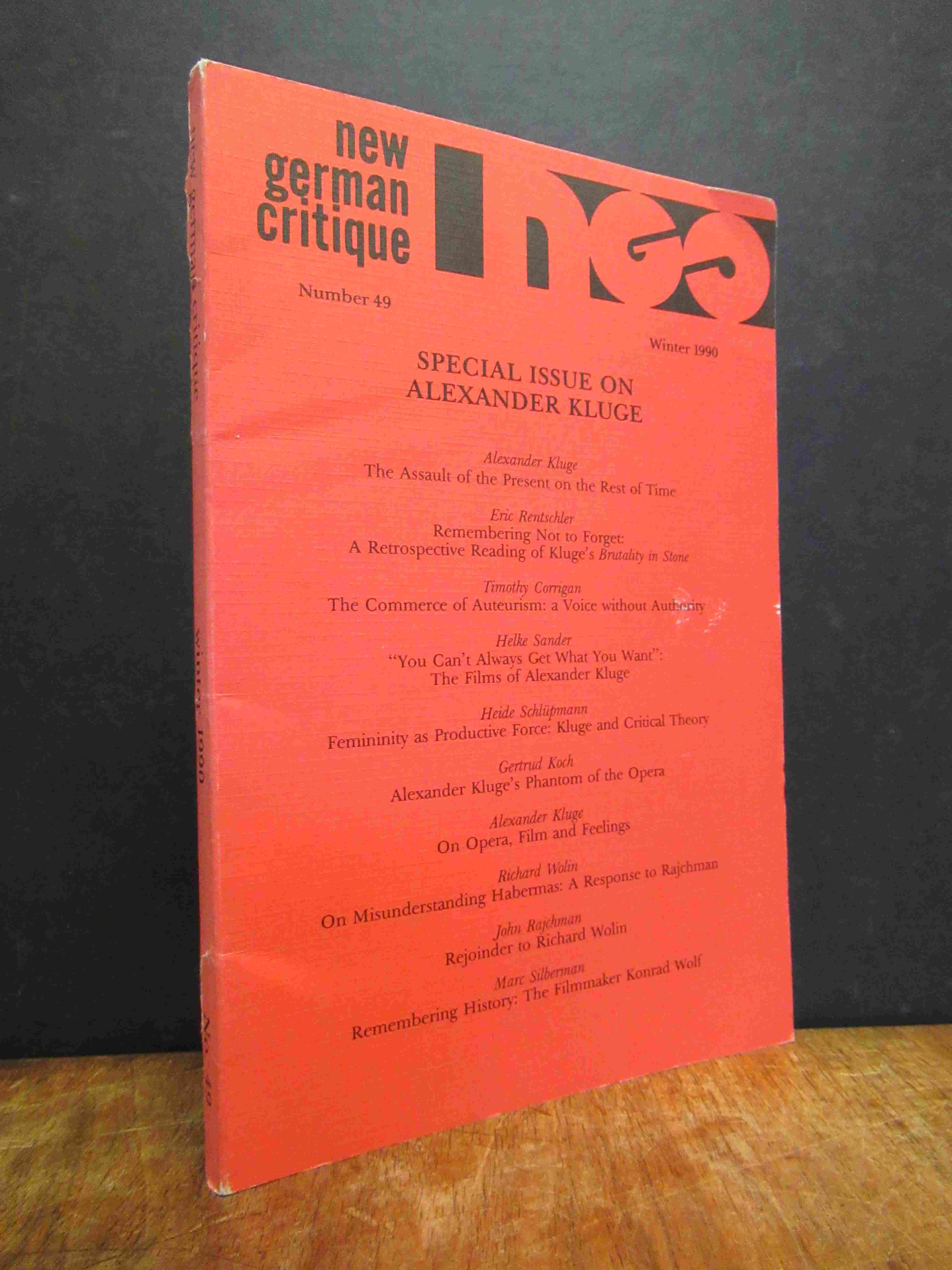 Kluge, New German Critique – NGC, Number 49, Winter 1990: Special Issue on Alexa Kluge, New German Critique – NGC, Number 49, Winter 1990: Special Issue on Alexa
