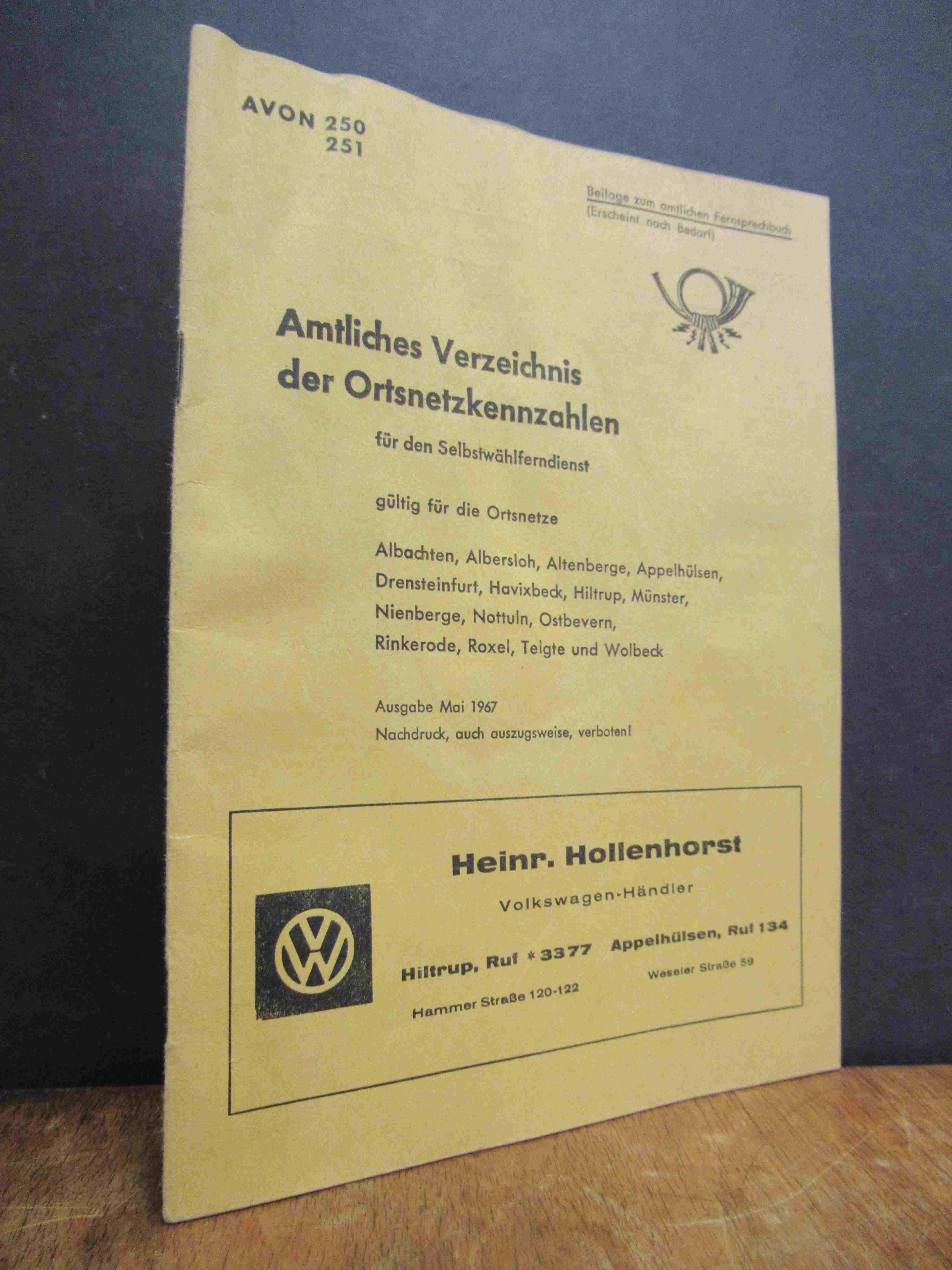 Oberpostdirektion Münster (Hrsg.), Amtliches Verzeichnis der Ortsnetzkennzahlen