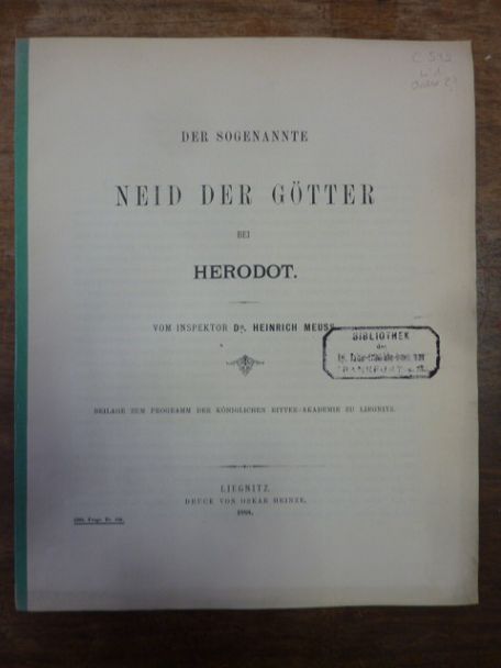 Meuss, Der sogenannte Neid der Götter bei Herodot, Meuss, Der sogenannte Neid der Götter bei Herodot,