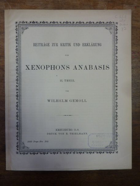 Gemoll, Beiträge zur Kritik und Erklärung von Xenophons Anabasis – II. Theil,