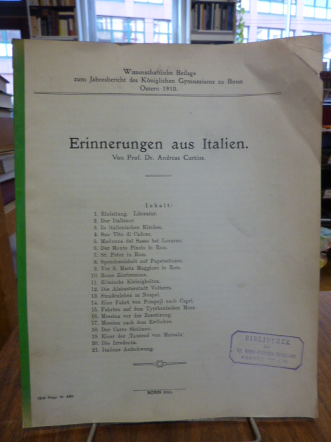 Europa / Italien / Curtius, Erinnerungen aus Italien, Europa / Italien / Curtius, Erinnerungen aus Italien,