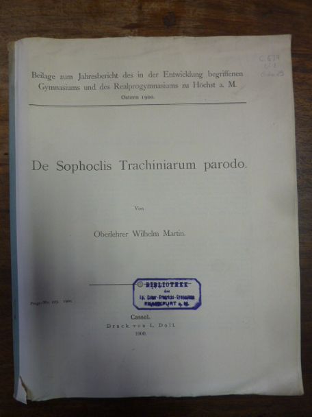 Martin, De Sophoclis Trachiniarum parodo,